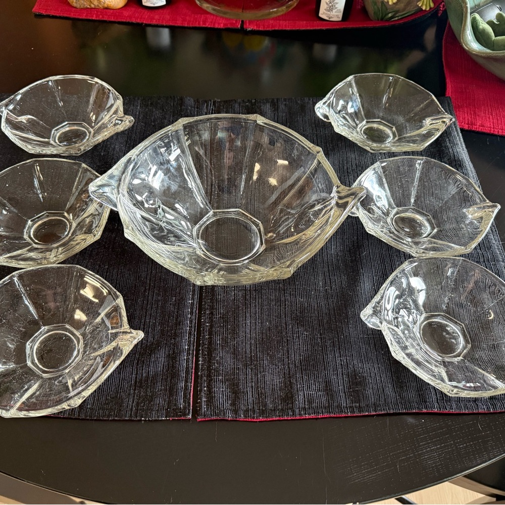 Antique Crystal Ice Cream Social Bowl Set